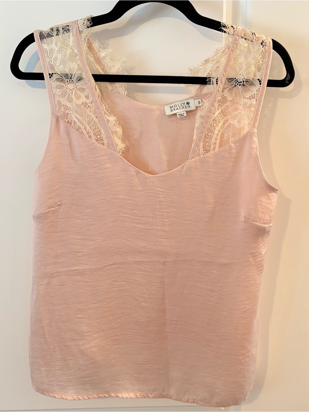 Molly Bracken Pale Blush Pink Lace-Trim Cami